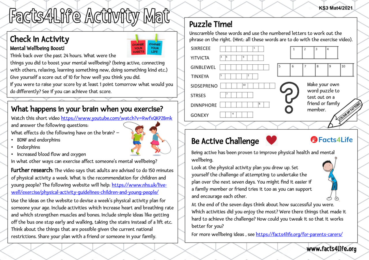 Primary activity mats for teaching children about health - Facts4Life